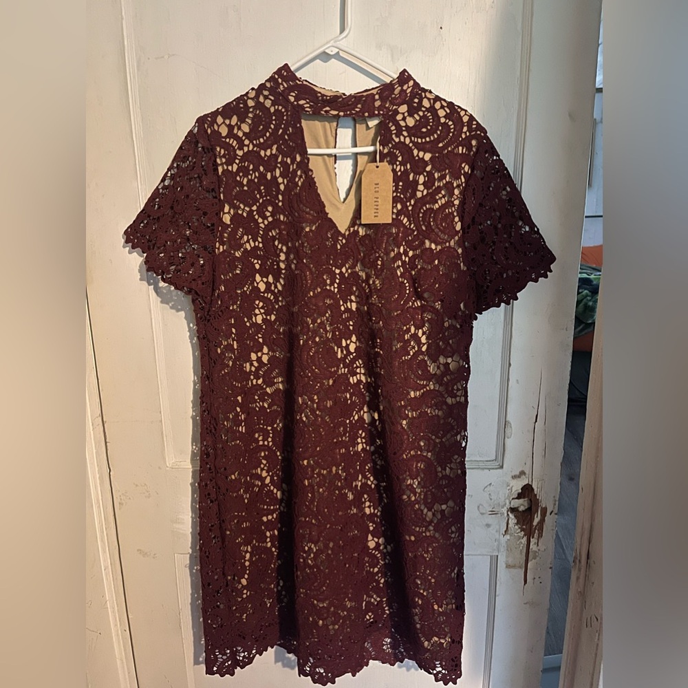 NWT Red Burgundy Lace Dress